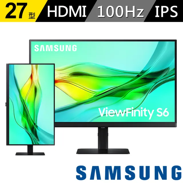 【SAMSUNG 三星】S27D606UAC 27型 2K ViewFinity S6 創作者專業螢幕(IPS/HDR/Type-C/90W/升降旋轉-組合用)