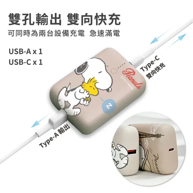 【SNOOPY 史努比】PSN-127 12000mAh 2孔輸出 雙向快充行動電源