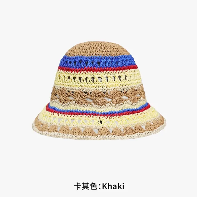 【巴黎精品】現貨+預購 渡假草帽遮陽帽編織帽防紫外線抗UV大帽簷(拼色鏤空針織漁夫帽女帽子5色a1fo58)