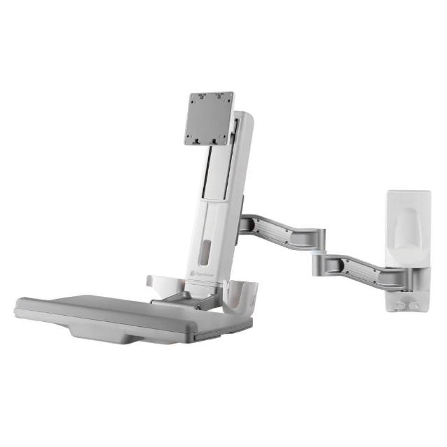 ErgoGrade EGOEW20Q ErgoGrade EGOEW20Q 壁掛式螢幕支架,專為 20-27 吋螢幕設計,支援 VESA 10×10 公分及 7.5×7.5 公分安裝孔位,最大承重 2-8kg(曲面螢幕限 5.5kg),鍵盤托架承重 2.5kg。採用鋼、鋁合金及塑膠材質,銀色系外觀,產品尺寸 1346 x 925.3 x 322 mm,臺灣製造,提供 3 年保固。適合辦公室或家用,提升空間利用率,ErgoGrade EGOEW20Q 壁掛架讓您的桌面更整潔舒適,是理想的螢幕壁掛解決方案。