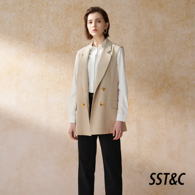 【SST&C】女裝 米色劍領無袖長版背心8162405002(換季55折)