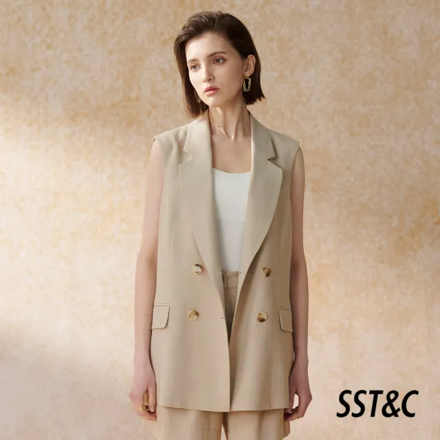 【SST&C】女裝 米色劍領無袖長版背心8162405002(換季55折)