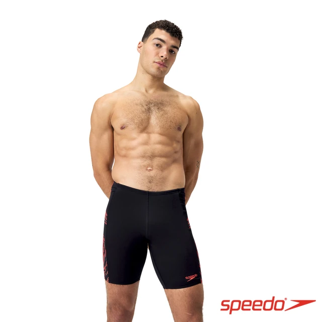 SPEEDO 男 競技及膝泳褲Allover V-Cut(黑