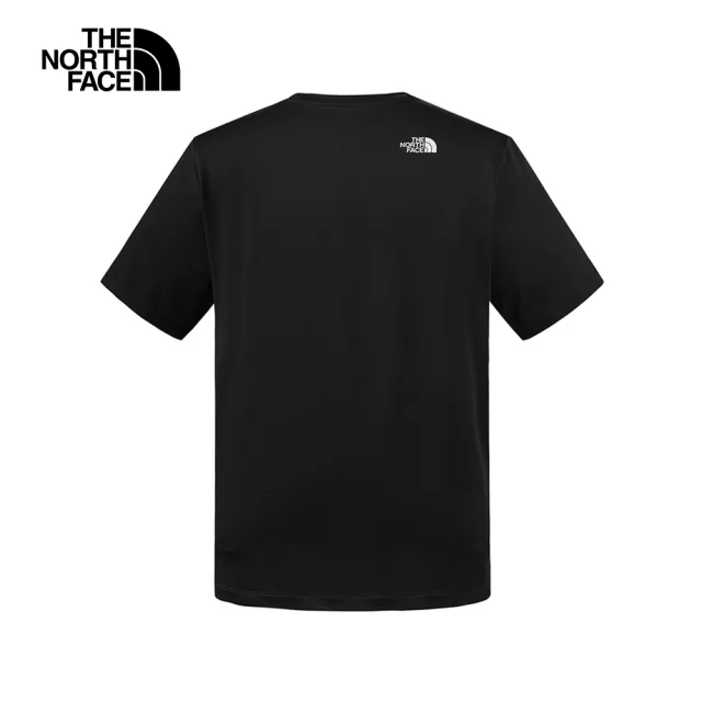 【The North Face 官方旗艦】北面男款黑色吸濕排汗防曬LOGO印花短袖T恤｜8CT2JK3(上衣/運動/防曬)