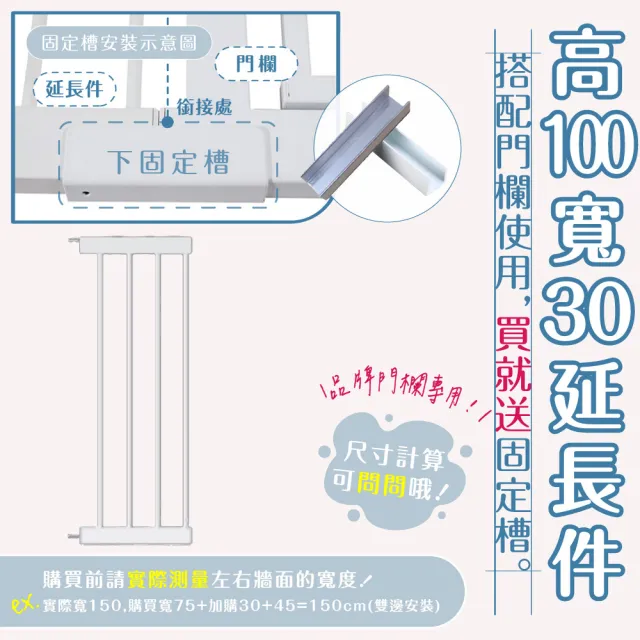 【KIDS PARK】高100延長件30cm安全門欄配件(客製門欄專用/加寬延長片/兒童寵物柵欄/送上下固定槽)