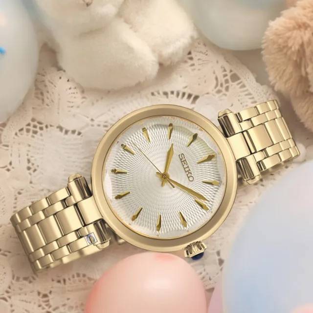 【SEIKO 精工】典雅簡約石英手錶-30mm金色_SK040(SRZ554P1/7N01-0KX0G)