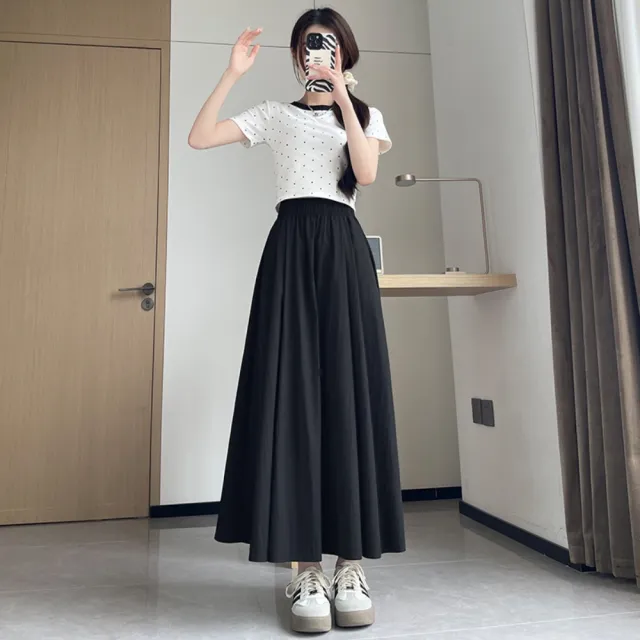 【巴黎精品】現貨+預購 女半身裙A字裙網紗裙長裙百褶裙子大碼洋裝休閒大尺碼女裝(高腰純色大擺6色a1gm16)