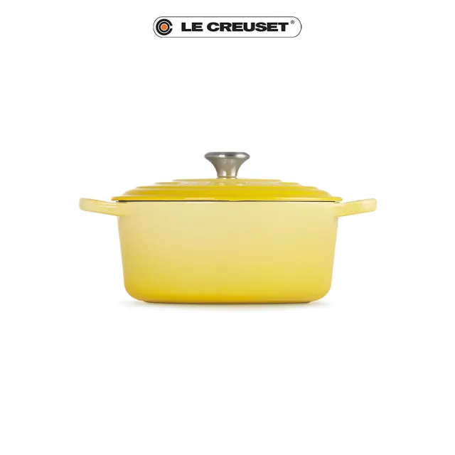 【Le Creuset】典藏琺瑯鑄鐵鍋圓鍋 22cm(閃亮黃-鋼頭)