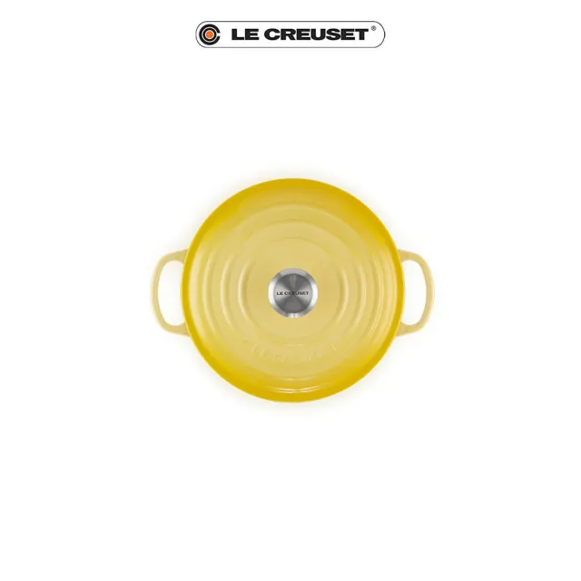 【Le Creuset】典藏琺瑯鑄鐵鍋圓鍋  18cm(閃亮黃-鋼頭)