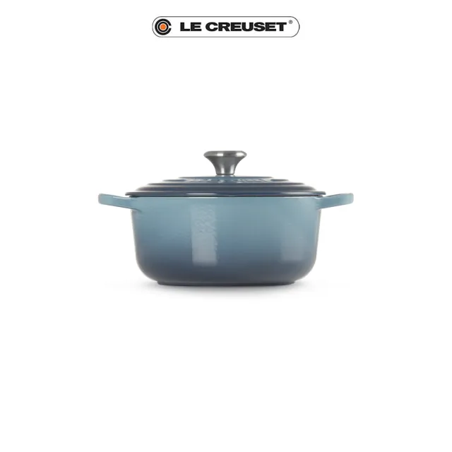 【Le Creuset】典藏琺瑯鑄鐵鍋圓鍋 20cm(水手藍-鋼頭)