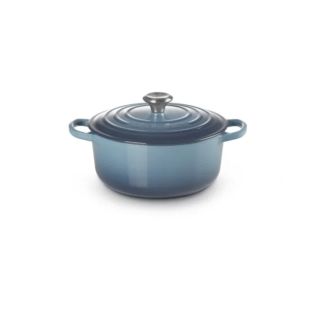 【Le Creuset】典藏琺瑯鑄鐵鍋圓鍋 20cm(水手藍-鋼頭)