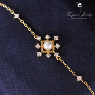 【Turquoise Jewelry】小奢華巴洛克vintage風格宮廷細緻迷你天然淡水珍珠S925銀鍍金手鍊(tqsu0026)