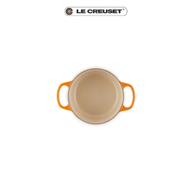 【Le Creuset】典藏琺瑯鑄鐵鍋圓鍋 16cm(火焰橘-鋼頭)