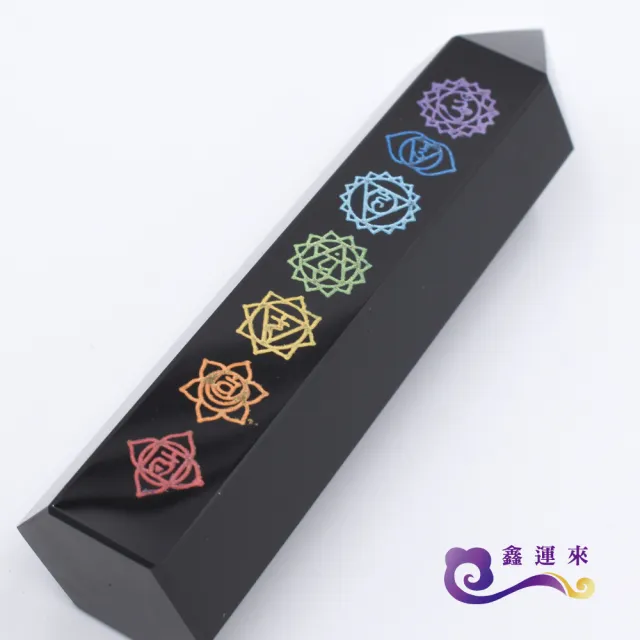 【鑫運來】◎七脈輪黑曜石晶柱