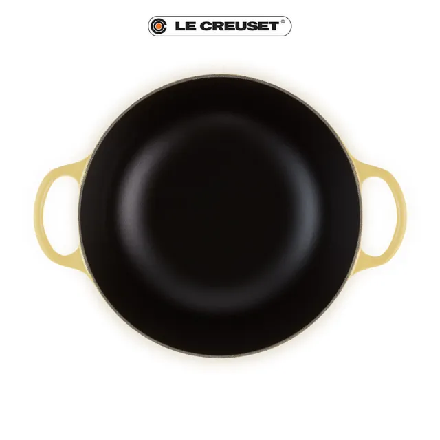 【Le Creuset】典藏琺瑯鑄鐵鍋媽咪鍋26cm(閃亮黃-鋼頭)