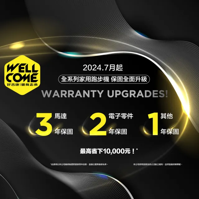 【well-come 好吉康】VX3 全能型智能電動跑步機(大馬力20km/18段坡度/馬達3年保固)