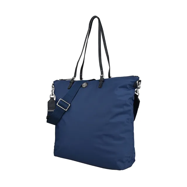 【TORY BURCH】TORY BURCH立體LOGO拉鍊尼龍肩背斜背包(海軍藍)