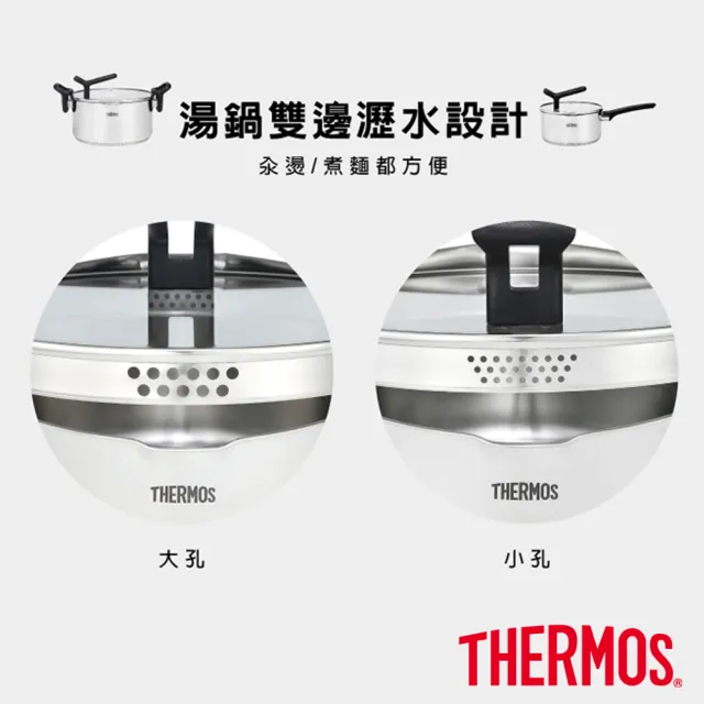 【THERMOS 膳魔師】捷利不鏽鋼雙耳附瀝水蓋湯鍋24cm(FND-W24)