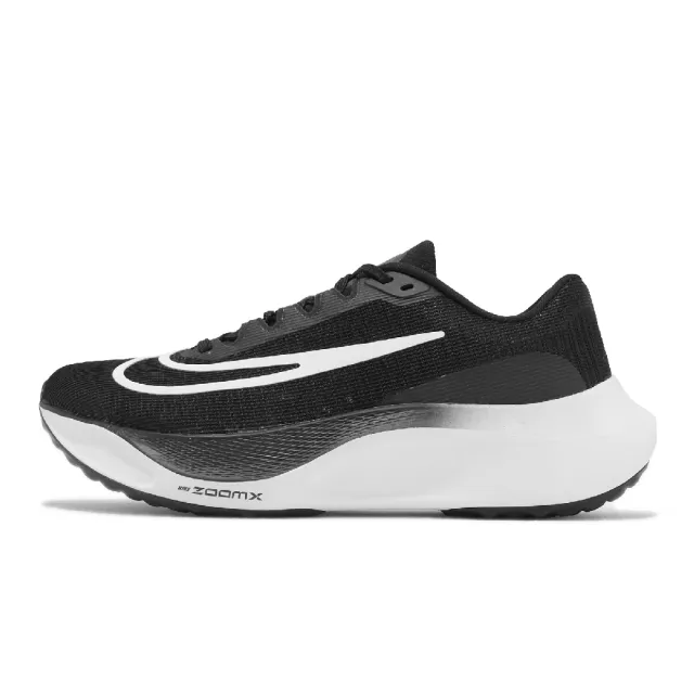 【NIKE 耐吉】慢跑鞋 Zoom Fly 5 男鞋 黑 白 輕量 回彈 路跑 馬拉松 運動鞋(DM8968-001)