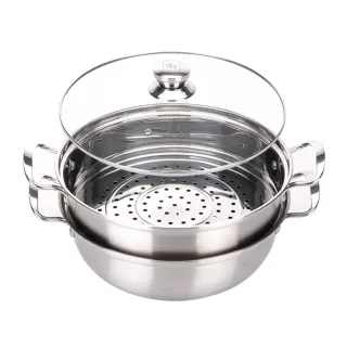 【CookPower 鍋寶】不鏽鋼蒸籠火鍋32CM(IH/電磁爐適用)