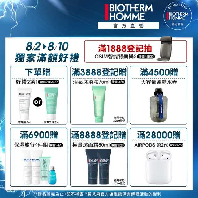 【碧兒泉】官方直營 男仕 極量深層潔面霜 125ml(BIOTHERM洗面乳)