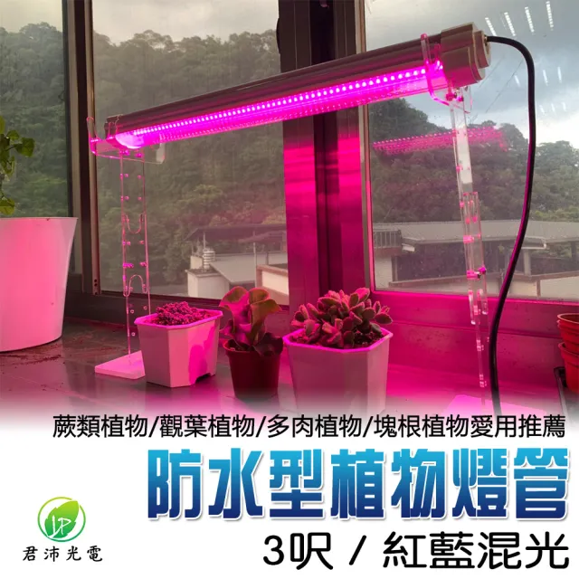 【JIUNPEY 君沛】3呎 40W 紅藍光譜植物燈管 防水型雙排燈芯設計(植物生長燈 三防燈)（其他規格）