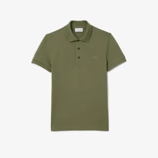 【LACOSTE】男裝-經典修身短袖Polo衫(草地綠)