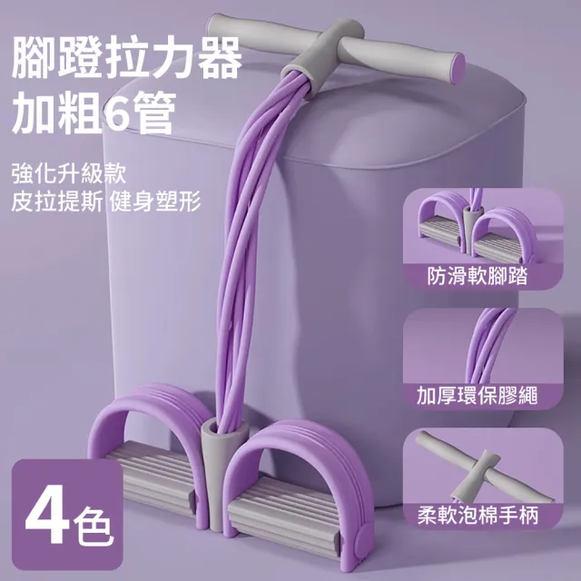 【灰熊厲害】TPE體位線6mm折疊瑜珈墊+腳蹬拉力器超值組(瑜伽墊 雙面防滑新升級版 皮拉提斯健身器)
