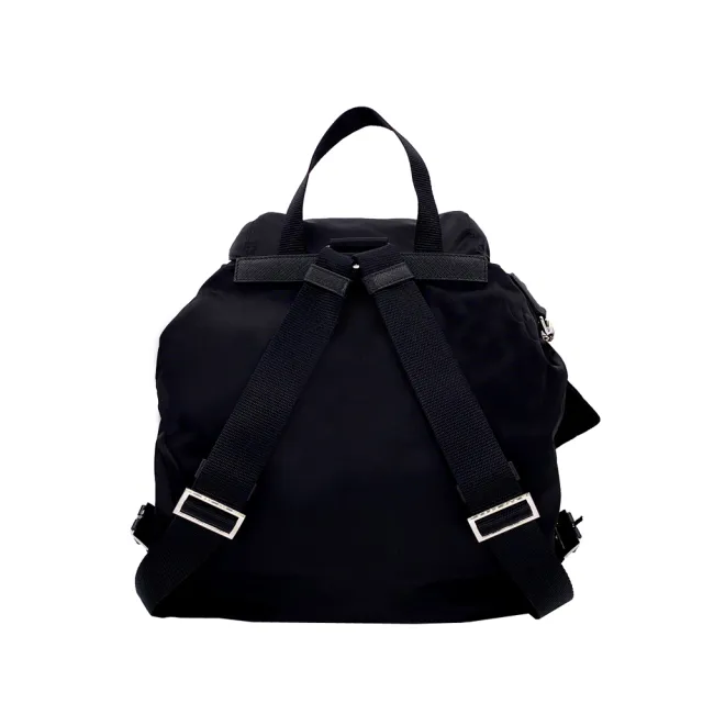 【PRADA 普拉達】1BZ811 黑 中型 經典三角牌(尼龍雙口袋後背包-附萬用小袋)『entrupy安心購』