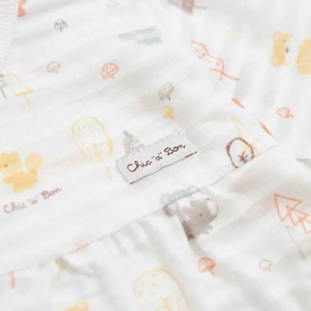 【奇哥】Chic a Bon 嬰幼童裝 小森林長袍妙妙裝/連身衣-天絲橫紋單面布(3-12個月)