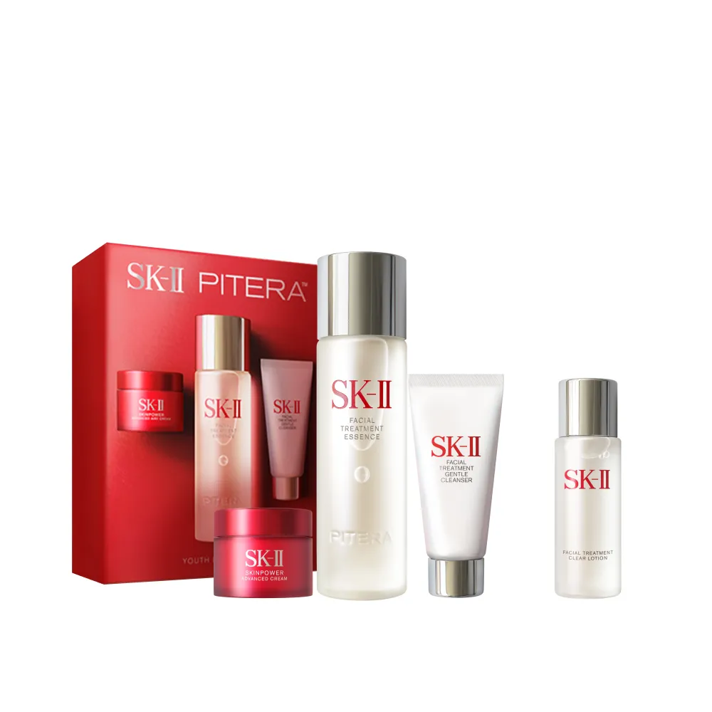 【SK-II】官方直營 SK-II PITERA™ 新客入門緊緻嫩肌套裝組(青春露75ml+活膚霜15g+潔面乳20g)