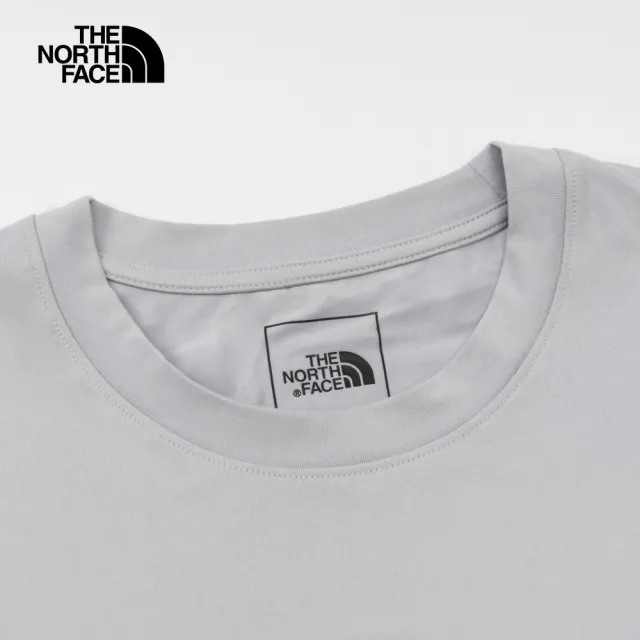 【The North Face 官方旗艦】北面男款灰色UPF防曬奔跑印花短袖T恤｜89ZZA0M(抗UV/排汗衫)