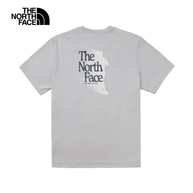 【The North Face 官方旗艦】北面男款灰色UPF防曬奔跑印花短袖T恤｜89ZZA0M(抗UV/排汗衫)