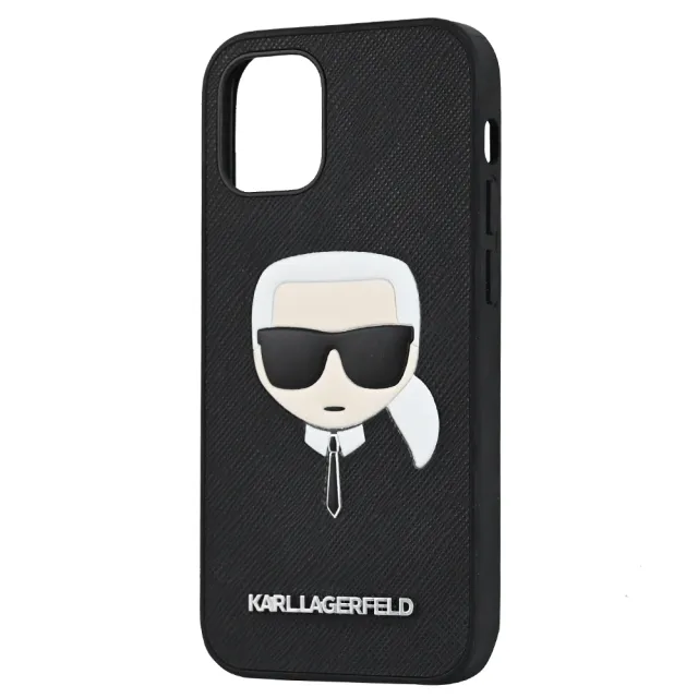 【KARL LAGERFELD 卡爾】老佛爺 Iphone12 立體公仔LOGO手機套(黑 5.4吋)