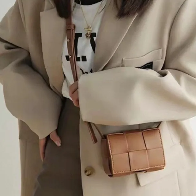 【LEESA】雙11 編織包包\軟皮包包\小方包\網紅包包\流行包包\單肩包\韓國女生包包\簡約包\TIKTO