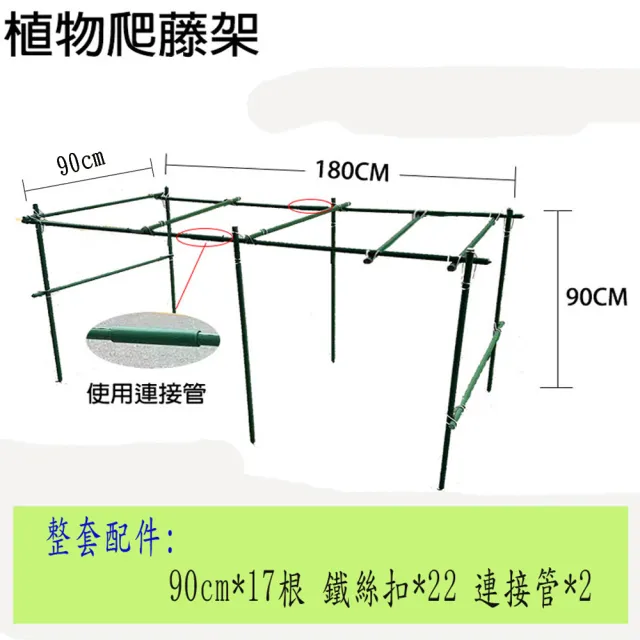 【POKO】植物棚架 90*180cm 組合款(包塑鐵管架 20mm加厚管 庭院蔬果 有機蔬果棚架 爬藤支架 陽台架 攀藤架)