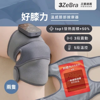 【3ZeBra 三隻斑馬】好膝力｜溫感膝部按摩器 二入組(膝蓋按摩 膝蓋熱敷 護膝 父親節禮物)