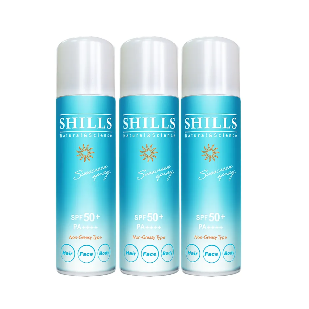 【SHILLS 舒兒絲】很耐曬超清爽零油感防曬冰鎮噴霧SPF50+ PA++++日本藍3入組(防曬噴霧/小明星大跟班推薦)