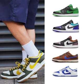 【NIKE 耐吉】運動鞋 休閒鞋 AIR JORDAN 1 LOW DUNK 男鞋 綠藍黃 多款(FB9907-102&)