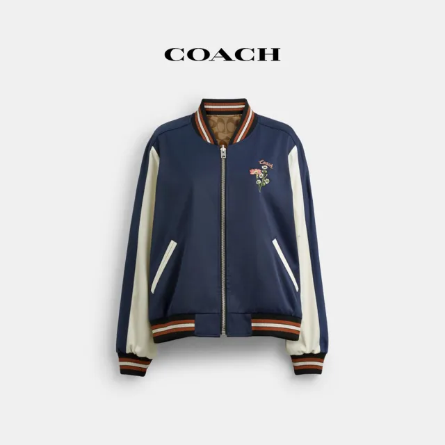 【COACH蔻馳官方直營】SOUVENIR雙面花卉印花經典Logo夾克-海軍藍色(CR298)