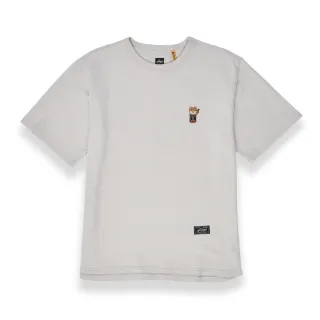 【5th STREET】男裝 短袖 短t 上衣 t恤 TEE 寬版 罐頭 動物 刺繡 杏色(570962)
