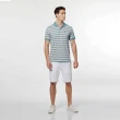 【NAUTICA】男裝 休閒撞色條紋短袖POLO衫(藍粉色)