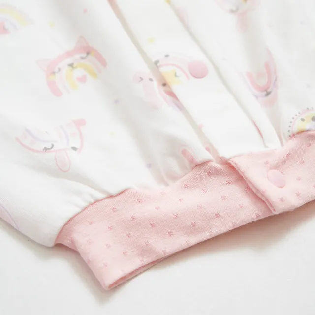 【奇哥】Chic a Bon 嬰幼童裝 彩虹兔長袍妙妙裝/連身衣-鋅纖維布(3-12個月)