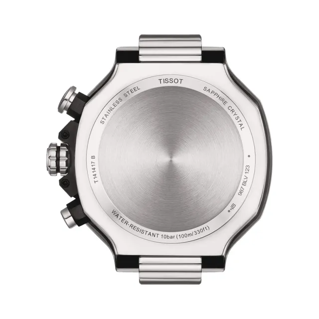 【TISSOT 天梭】T-RACE 摩托車運動三眼計時手錶-45mm 錶 生日禮 送禮(T1414171105101)