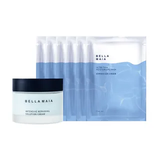 【BellaMaia 蓓拉瑪雅】藍銅胜肽抗皺霜50mlx1入+超導輕絲活膚水潤面膜x6片(保濕鎖水抗皺組)