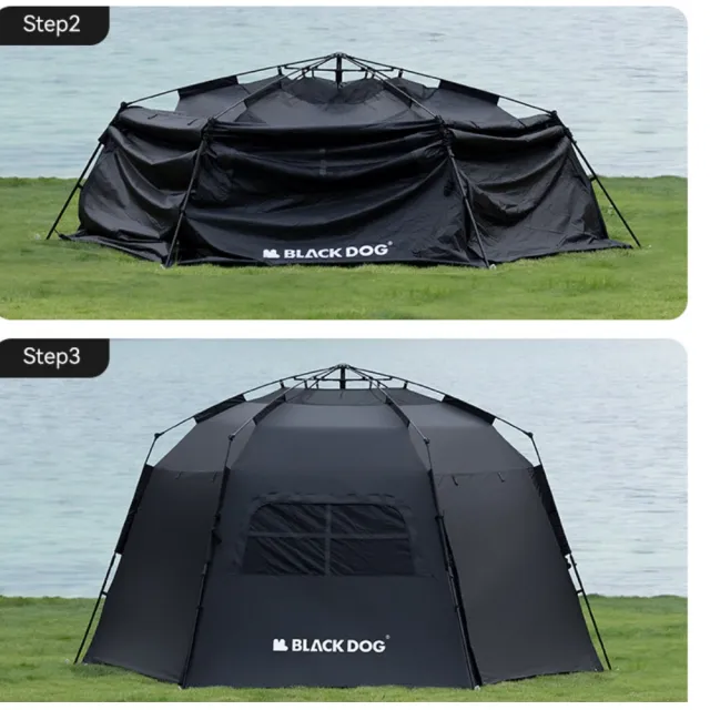 【May shop】Blackdog黑狗戶外六角形全自動速開露營帳篷(迅速收開帳)