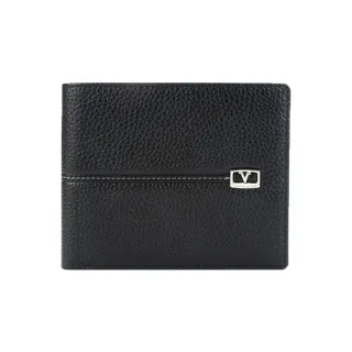【Valentino Rudy 范倫鐵諾.路迪】中橫條紋 8卡上翻 2窗格 皮夾/男夾/短夾(黑色)