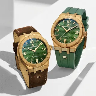 【Maurice Lacroix 艾美錶】AIKON 青銅限量機械錶 附贈綠色橡膠錶帶 禮物 送禮(AI6008-BRZ0B-630-M)