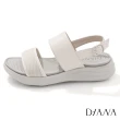 【DIANA】4.5cm輕量透氣幾何設計寬帶厚底涼鞋(牛奶)