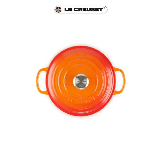 【Le Creuset】典藏琺瑯鑄鐵鍋圓鍋 20cm(火焰橘-鋼頭)